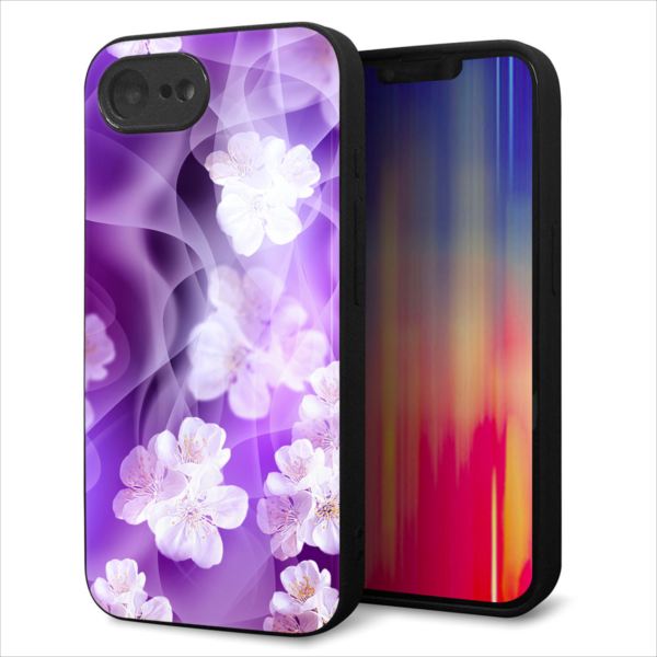 乐天商城 - iPhone17e ケース カバー 背面 ガラス TPU デザイン ガラプリ 【1211 桜とパープルの風】 印刷 光沢 MLM