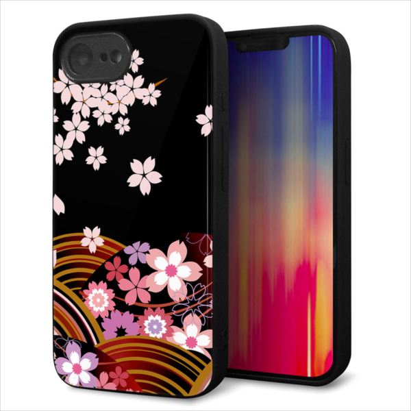 乐天商城 - iPhone17e ケース カバー 背面 ガラス TPU デザイン ガラプリ 【1237 和柄 夜桜の宴】 印刷 光沢 MLM