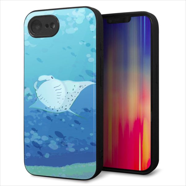 乐天商城 - iPhone17e ケース カバー 背面 ガラス TPU デザイン ガラプリ 【HA258 ポケットアクアリウム マンタ】 印刷 光沢 MLM