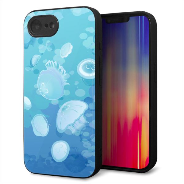 乐天商城 - iPhone17e ケース カバー 背面 ガラス TPU デザイン ガラプリ 【HA262 ポケットアクアリウム ミズクラゲ】 印刷 光沢 MLM