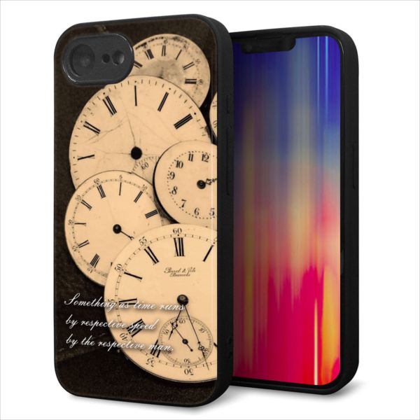 Rakuten - iPhone17e ケース カバー 背面 ガラス TPU デザイン ガラプリ 【KM874 時計】 印刷 光沢 MLM