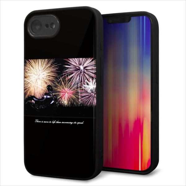 乐天商城 - iPhone17e ケース カバー 背面 ガラス TPU デザイン ガラプリ 【KM878 バイクと花火】 印刷 光沢 MLM