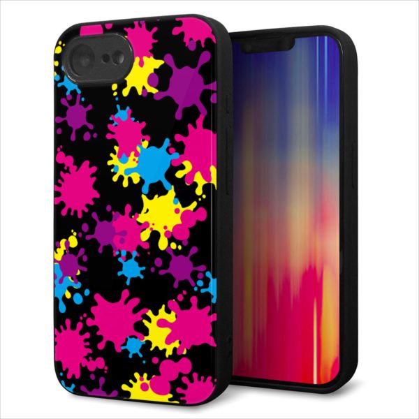 乐天商城 - iPhone17e ケース カバー 背面 ガラス TPU デザイン ガラプリ 【MA877 ペイントブラック】 印刷 光沢 MLM