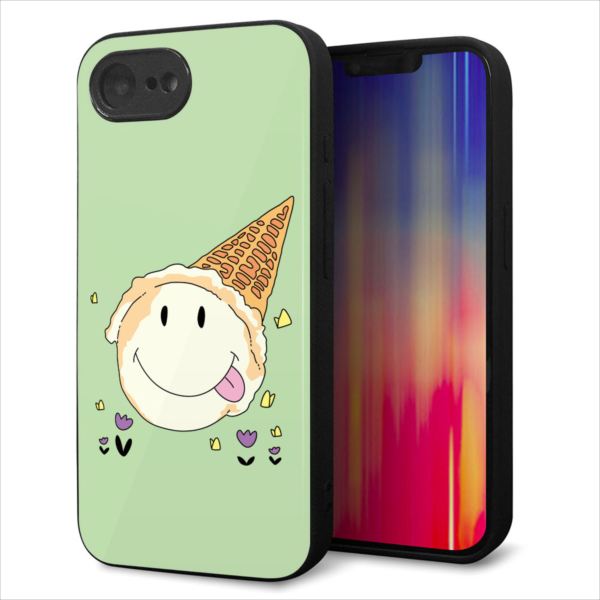 乐天商城 - iPhone17e ケース カバー 背面 ガラス TPU デザイン ガラプリ 【MA902 アイスクリーム】 印刷 光沢 MLM