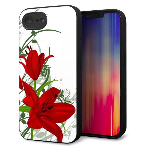 Rakuten - iPhone17e ケース カバー 背面 ガラス TPU デザイン ガラプリ 【SC850 ユリ レッド】 印刷 光沢 MLM