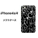 iPhone4S / iPhone4 TPU ソフトケース / やわらかカバー【1124 ハート BK＆WH 素材ホワイト】シリコンケースより堅く、軟性のある優れたスマホケース TPU素材（アイフォン4S アイフォン4/IPHONE4S/IPHONE4/スマホ/ケース/カバー)【P06Dec14】