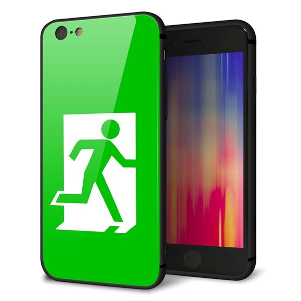 乐天商城 - iPhone6 ケース カバー 背面 ガラス TPU デザイン 【 163 非常口 】 印刷 光沢 MMLM