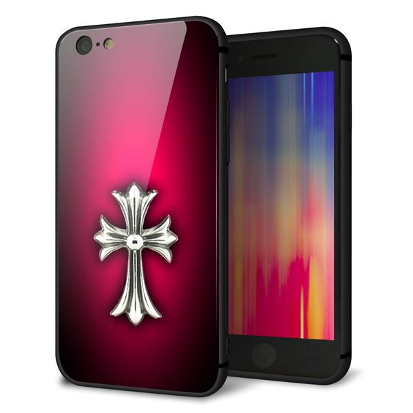 Rakuten - iPhone6 ケース カバー 背面 ガラス TPU デザイン 【 249 クロスレッド 】 印刷 光沢 MMLM