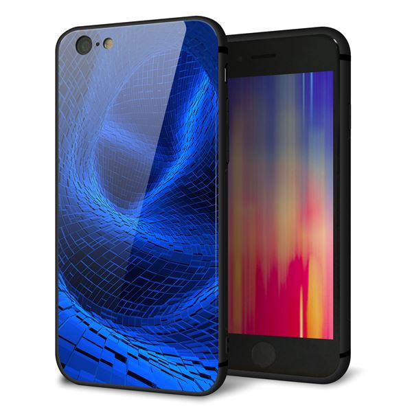 乐天商城 - iPhone6 ケース カバー 背面 ガラス TPU デザイン 【 1302 ワープブルー 】 印刷 光沢 MMLM