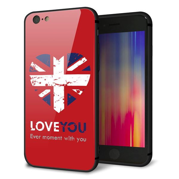 Rakuten - iPhone6 ケース カバー 背面 ガラス TPU デザイン 【 SC804 ユニオンジャック ハートビンテージレッド 】 印刷 光沢 MMLM