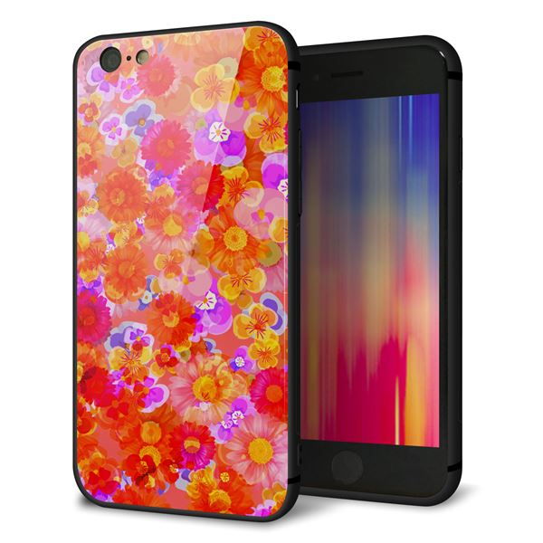 乐天商城 - iPhone6 ケース カバー 背面 ガラス TPU デザイン 【 SC871 リバティプリント フルールドパルファン レッド 】 印刷 光沢 MMLM