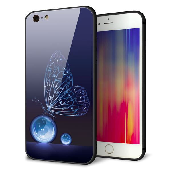 Rakuten - iPhone6PLUS ケース カバー 背面 ガラス TPU デザイン 【 418 神秘の蝶 】 印刷 光沢 MMLM