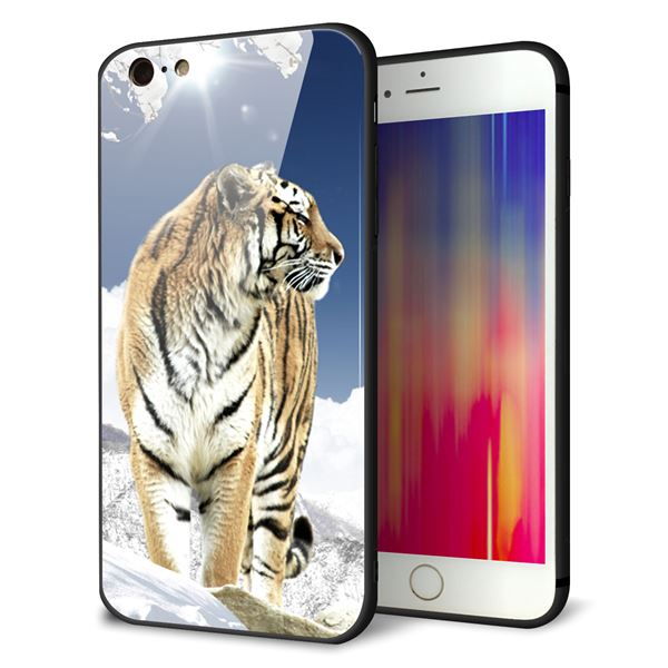 Rakuten - iPhone6PLUS ケース カバー 背面 ガラス TPU デザイン 【 793 雪山の虎 】 印刷 光沢 MMLM