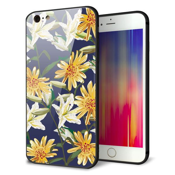 乐天商城 - iPhone6PLUS ケース カバー 背面 ガラス TPU デザイン 【 SC893 ボタニカルデイジー&リリー 】 印刷 光沢 MMLM