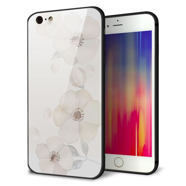 乐天商城 - iPhone6PLUS ケース カバー 背面 ガラス TPU デザイン 【 SC952 ドゥ・フルール（セピア） 】 印刷 光沢 MMLM