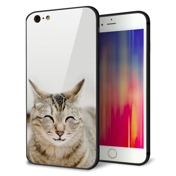 乐天商城 - iPhone6PLUS ケース カバー 背面 ガラス TPU デザイン 【 VA801 笑福ねこ 】 印刷 光沢 MMLM