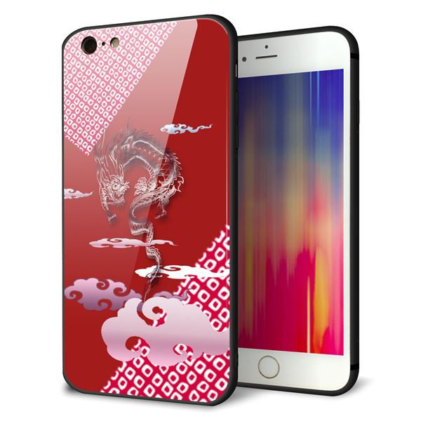 iPhone6PLUS ケース カバー 背面 ガラス TPU デザイン 【 YC907 雲竜02 】 印刷 光沢 メール便送料無料