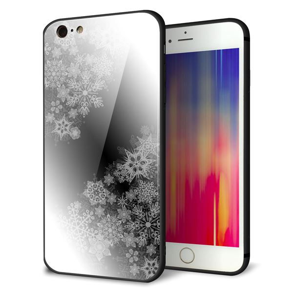 Rakuten - iPhone6PLUS ケース カバー 背面 ガラス TPU デザイン 【 YJ340 モノトーン　雪の結晶　 】 印刷 光沢 MMLM
