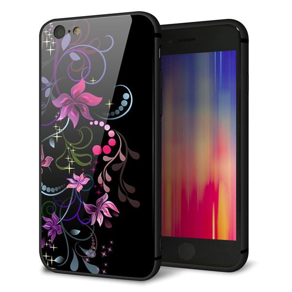 Rakuten - iPhone6s ケース カバー 背面 ガラス TPU デザイン 【 263 闇に浮かぶ華 】 印刷 光沢 MMLM