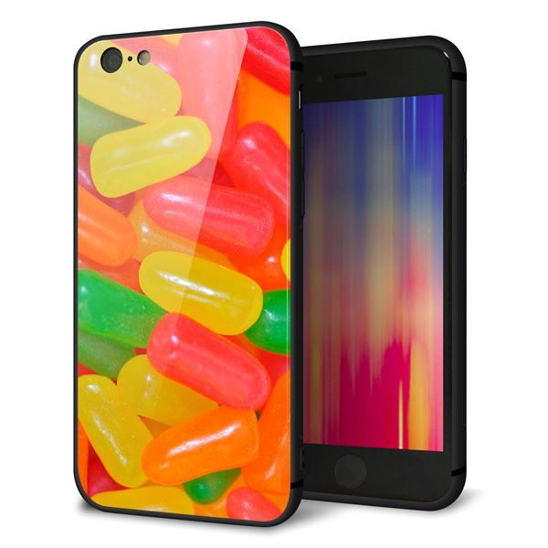 Rakuten - iPhone6s ケース カバー 背面 ガラス TPU デザイン 【 449 ジェリービーンズ 】 印刷 光沢 MMLM