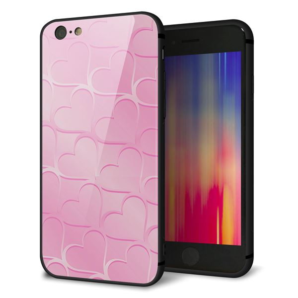 Rakuten - iPhone6s ケース カバー 背面 ガラス TPU デザイン 【 1342 かくれハート　ピンク 】 印刷 光沢 MMLM