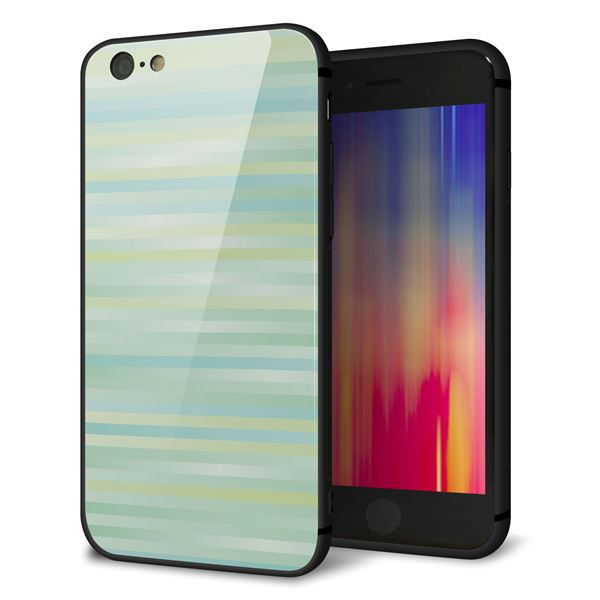 Rakuten - iPhone6s ケース カバー 背面 ガラス TPU デザイン 【 IB908 グラデーションボーダー_グリーン 】 印刷 光沢 MMLM