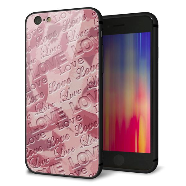 乐天商城 - iPhone6s ケース カバー 背面 ガラス TPU デザイン 【 SC844 フラワーヴェルニLOVEピンク 】 印刷 光沢 MMLM