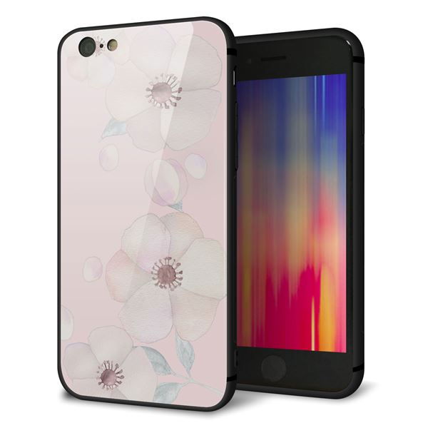 乐天商城 - iPhone6s ケース カバー 背面 ガラス TPU デザイン 【 SC949 ドゥ・フルール（オフピンク） 】 印刷 光沢 MMLM