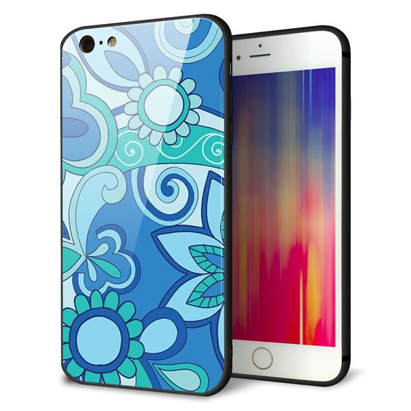 乐天商城 - iPhone6sPLUS ケース カバー 背面 ガラス TPU デザイン 【 409 ブルーミックス 】 印刷 光沢 MMLM
