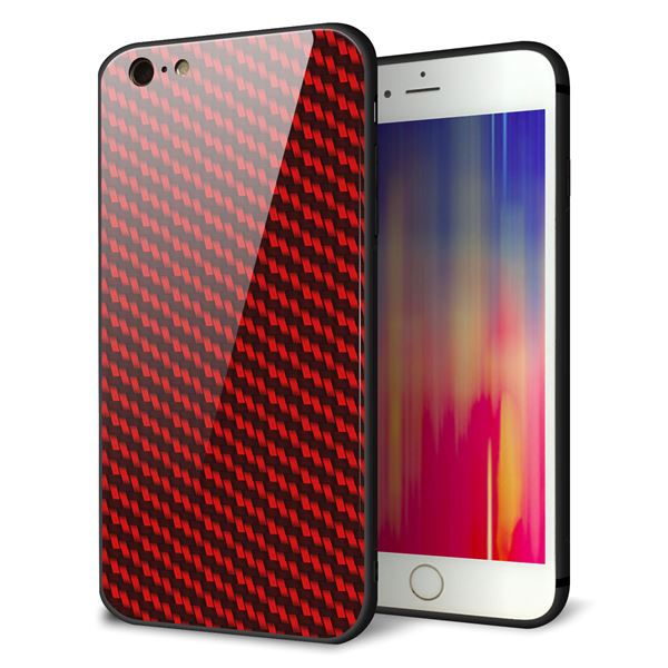 Rakuten - iPhone6sPLUS ケース カバー 背面 ガラス TPU デザイン 【 EK906 レッドカーボン 】 印刷 光沢 MMLM