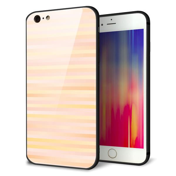 乐天商城 - iPhone6sPLUS ケース カバー 背面 ガラス TPU デザイン 【 IB909 グラデーションボーダー_オレンジ 】 印刷 光沢 MMLM
