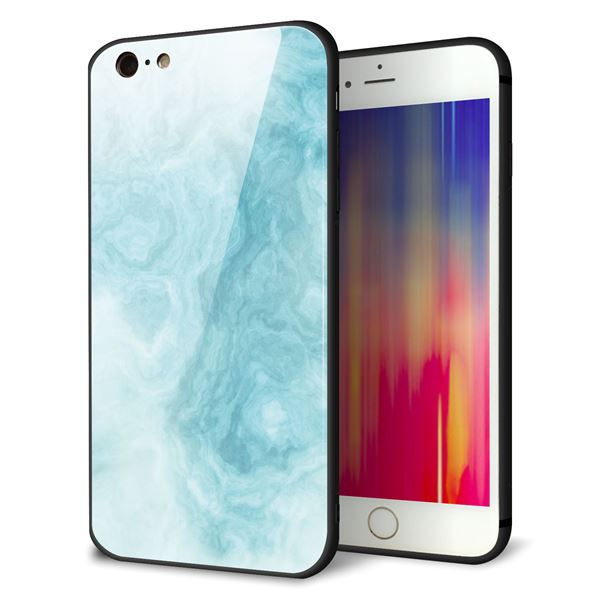 Rakuten - iPhone6sPLUS ケース カバー 背面 ガラス TPU デザイン 【 KM868 大理石BL 】 印刷 光沢 MMLM