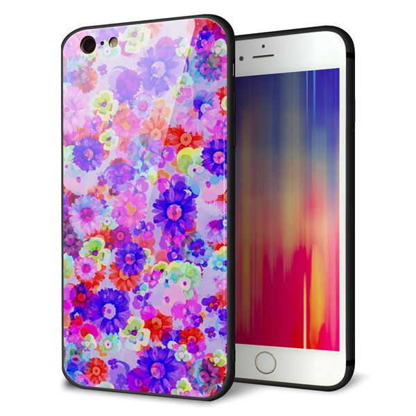 乐天商城 - iPhone6sPLUS ケース カバー 背面 ガラス TPU デザイン 【 SC868 リバティプリント フルールドパルファン パープル 】 印刷 光沢 MMLM
