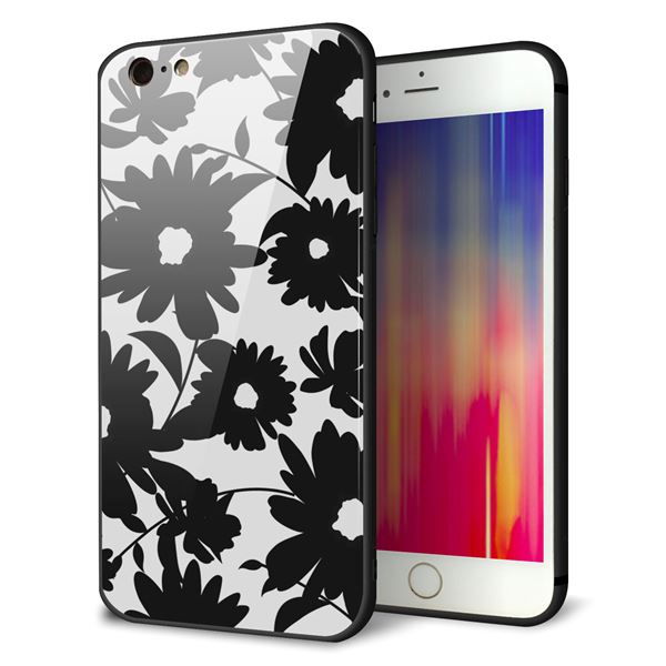 乐天商城 - iPhone6sPLUS ケース カバー 背面 ガラス TPU デザイン 【 SC916 花柄モノトーン 05 】 印刷 光沢 MMLM