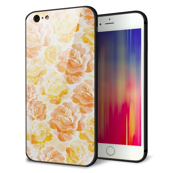 乐天商城 - iPhone6sPLUS ケース カバー 背面 ガラス TPU デザイン 【 SC931 ローズ イエロー 】 印刷 光沢 MMLM