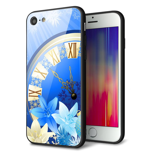 Rakuten - docomo au SoftBank iPhone7 アイフォン 7 ケース カバー 背面 ガラス TPU デザイン 【 601 静寂なる青い時 】 印刷 光沢 MMLM