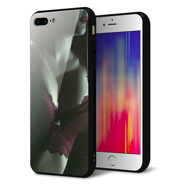 docomo au SoftBank iPhone7PLUS アイフォン 7 プラス ケース カバー 背面 ガラス TPU デザイン 【 KM887 ランジェリー 】 印刷 光沢 メール便送料無料