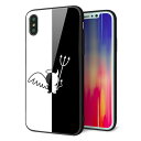 docomo au SoftBank iPhoneX アイフォン テン ケース カバー 背面 ガラス TPU デザイン 【 027 ハーフデビット 】 印刷 光沢 メール便送料無料