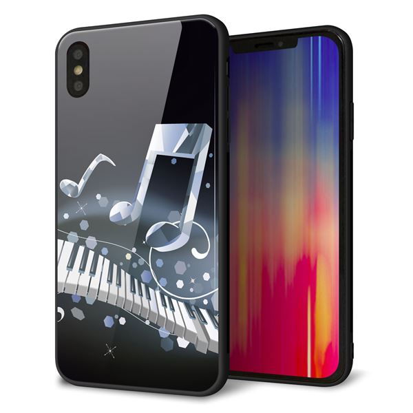 乐天商城 - iPhone XS Max ケース カバー 背面 ガラス TPU デザイン 【 575 鍵盤に踊る音 】 印刷 光沢 MMLM