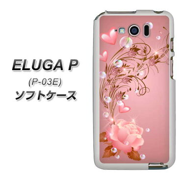 docomo ELUGA P P-03E TPU ソフトケース / やわらかカバー【1178 ラブリーローズ 素材ホワイト】 UV印刷 シリコンケースより堅く、軟性のある優れたスマホケース TPU素材(エルーガP/P03E/スマホ/ケース/カバー)