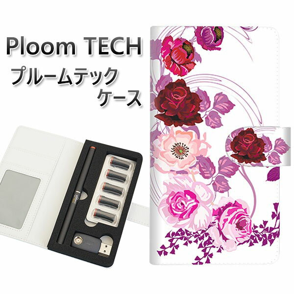 プルームテック ケース 手帳型 ploomtech ケース 【116 6月のバラ】プルームテックケース レザー ギフト タバコ 電子タバコ カバー タバコポーチ...