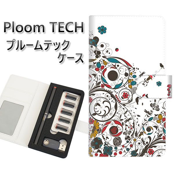 プルームテック ケース 手帳型 ploomtech ケース 【EK908 カラフルな花と鳥】プルームテックケース レザー ギフト タバコ 電子タバコ カバー タ...