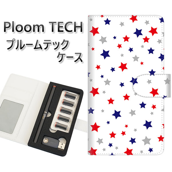 プルームテック ケース 手帳型 ploomtech ケース 【SC901 星柄プリント ホワイト】プルームテックケース レザー ギフト タバコ 電子タバコ カバ...