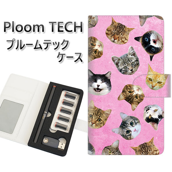 プルームテック ケース 手帳型 ploomtech ケース 【SC934 ねこどっと ピンク】 プルームテックケース レザー ギフト タバコ 電子タバコ カバー...