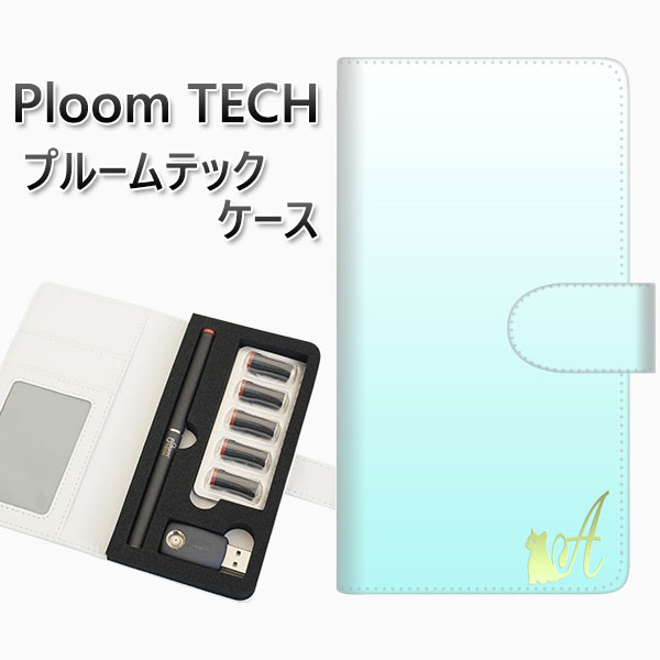 プルームテック ケース 手帳型 ploomtech ケース 【YI842 イニシャル ネコ A】 プルームテックケース レザー ギフト タバコ 電子タバコ カバ...