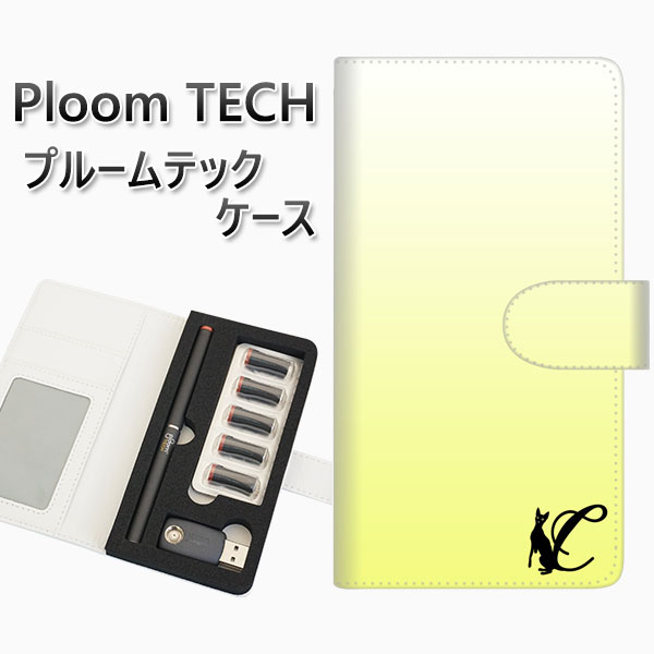 プルームテック ケース 手帳型 ploomtech ケース 【YI844 イニシャル ネコ C】 プルームテックケース レザー ギフト タバコ 電子タバコ カバ...