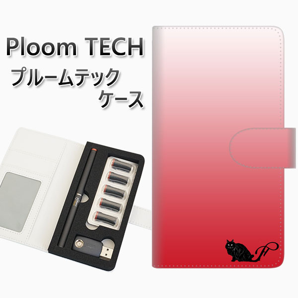 プルームテック ケース 手帳型 ploomtech ケース 【YI847 イニシャル ネコ F】 プルームテックケース レザー ギフト タバコ 電子タバコ カバ...