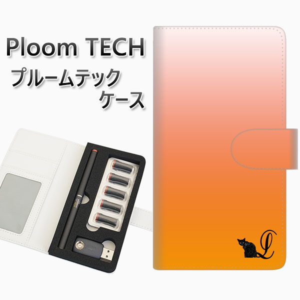 プルームテック ケース 手帳型 ploomtech ケース 【YI853 イニシャル ネコ L】 プルームテックケース レザー ギフト タバコ 電子タバコ カバ...