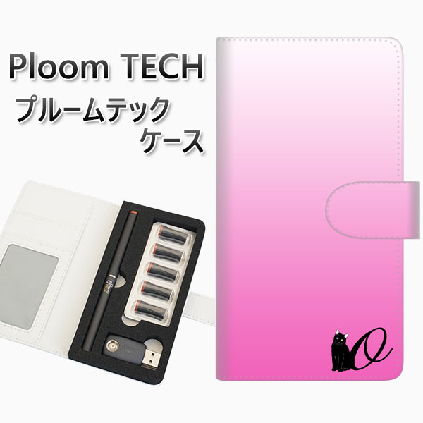 プルームテック ケース 手帳型 ploomtech ケース 【YI856 イニシャル ネコ O】 プルームテックケース レザー ギフト タバコ 電子タバコ カバ...