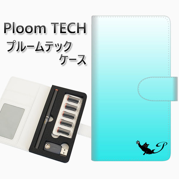 プルームテック ケース 手帳型 ploomtech ケース 【YI857 イニシャル ネコ P】 プルームテックケース レザー ギフト タバコ 電子タバコ カバ...